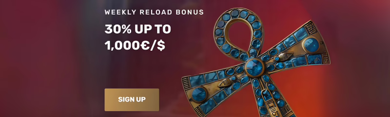 Cleopatra Casino Weekly Reload Bonus: 30% up to €1000