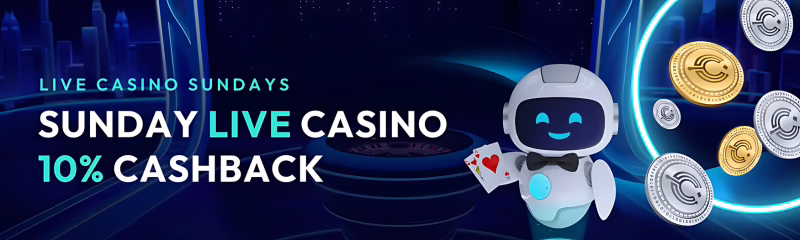 CryptoCasino Live Sunday Cashback Bonus: Up to 10%