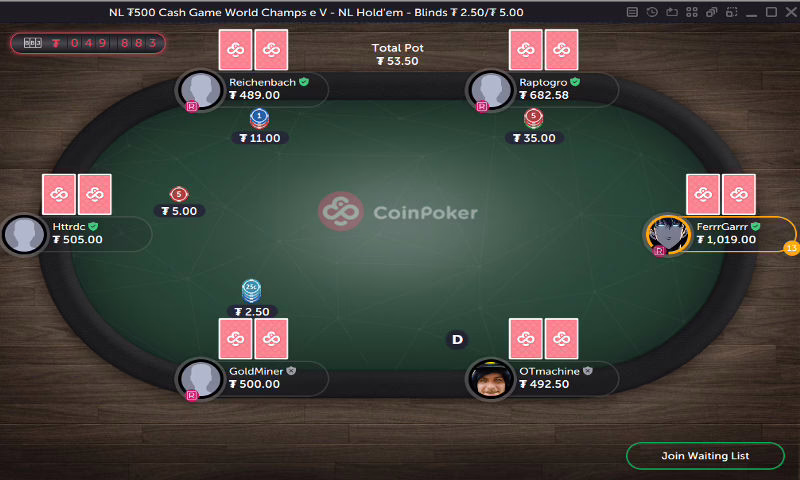 Rake free cashgame table at coinpoker