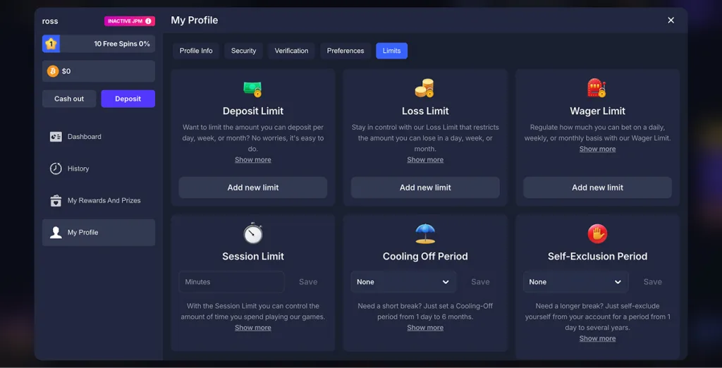 BitStarz responsible gambling tools